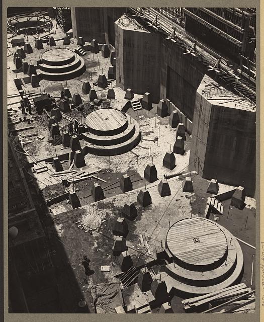 Cherokee Dam, Tenn. 1935-40? A view of the draft tube liner units at the dam