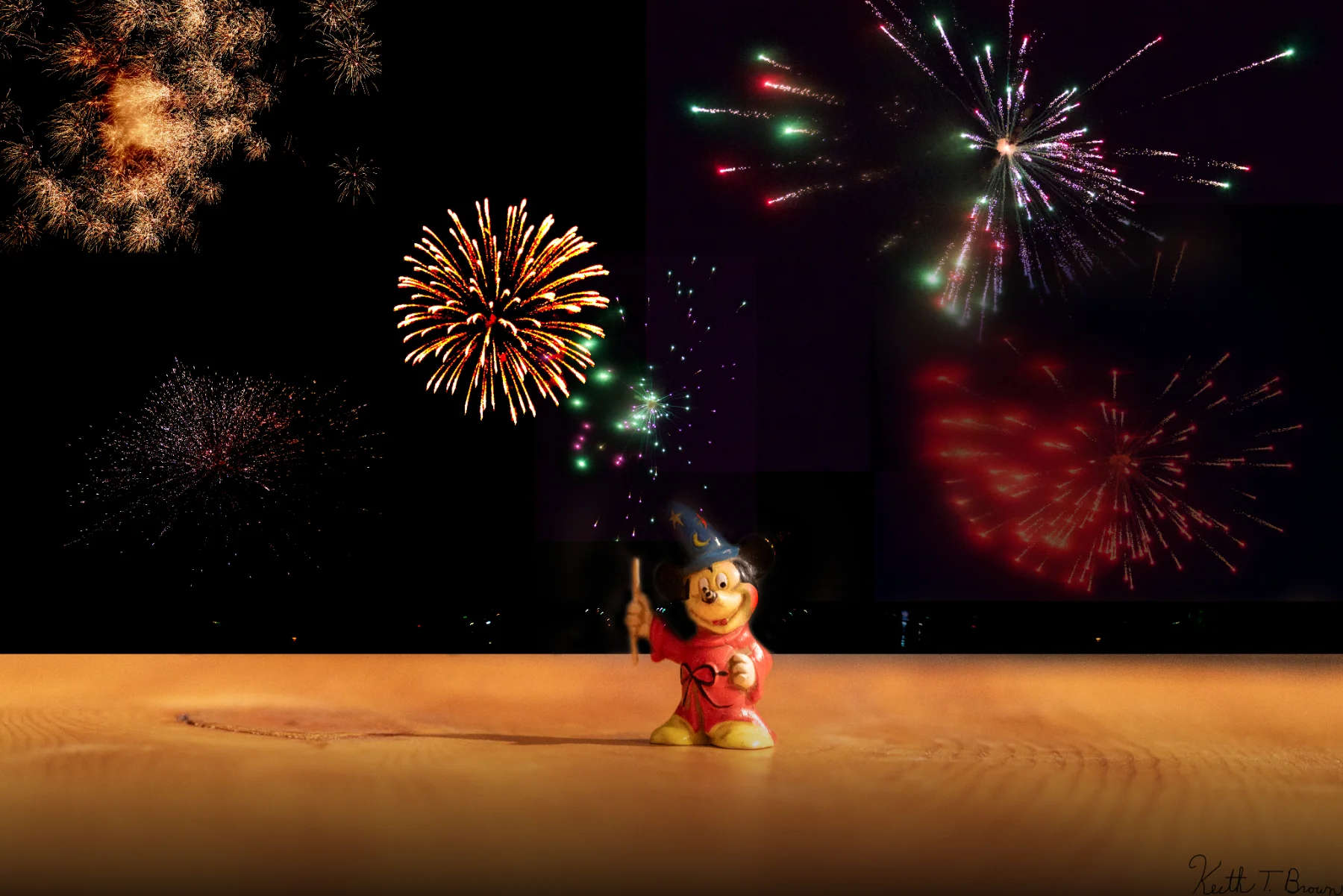 Child watching fireworks display