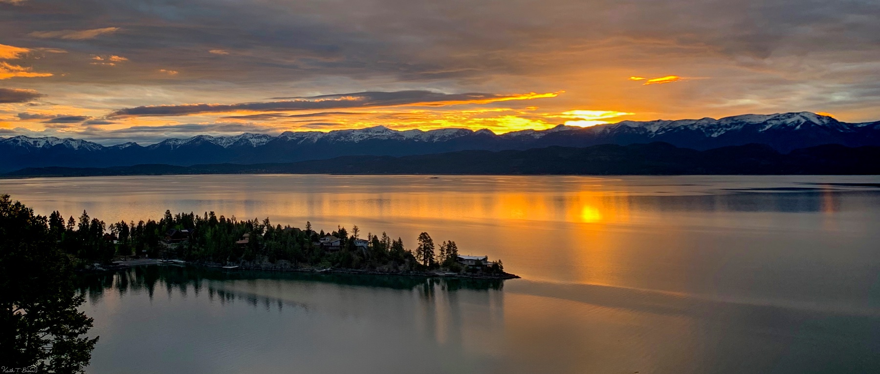 Golden Sunset Over Alpine Lake