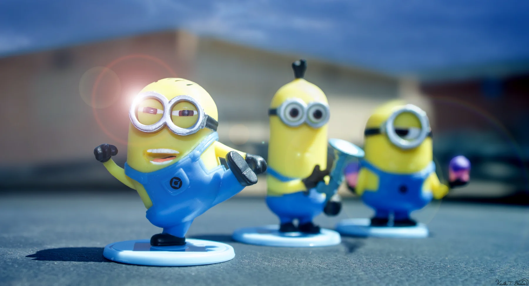 Minion figures in outdoor scene